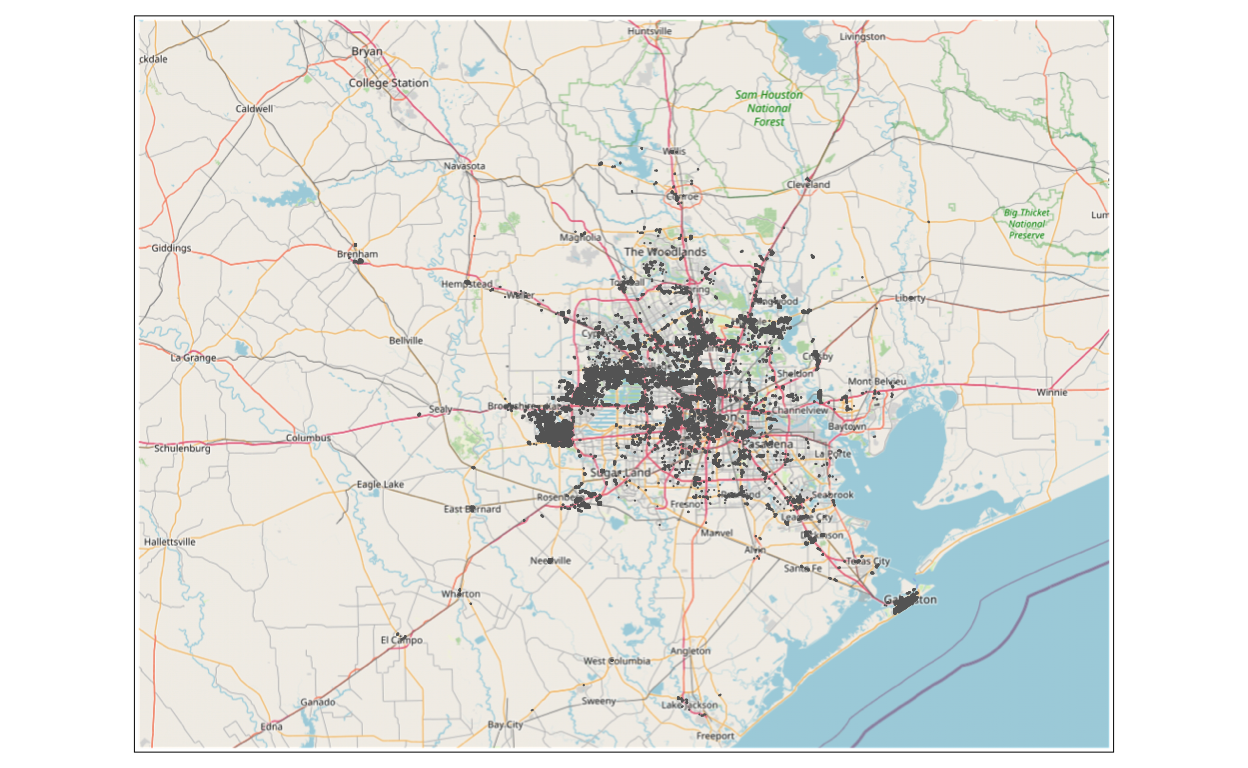 Approximately 157,411 residential buildings in Houston, TX were affected by the February 2021 storm.